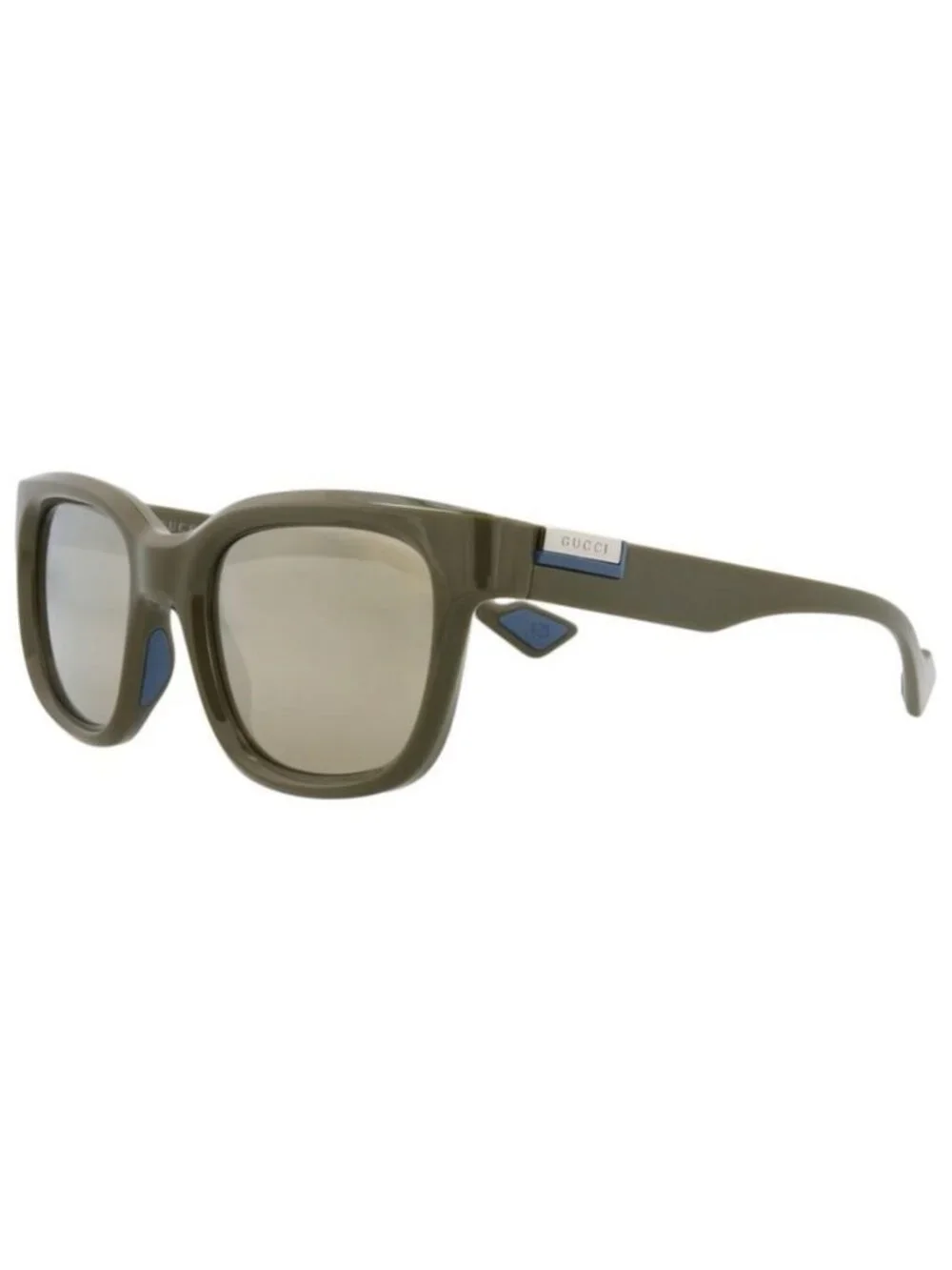 New Gucci Mens Square/Rectangle Green Green Gold Fashion Designer Sunglasses